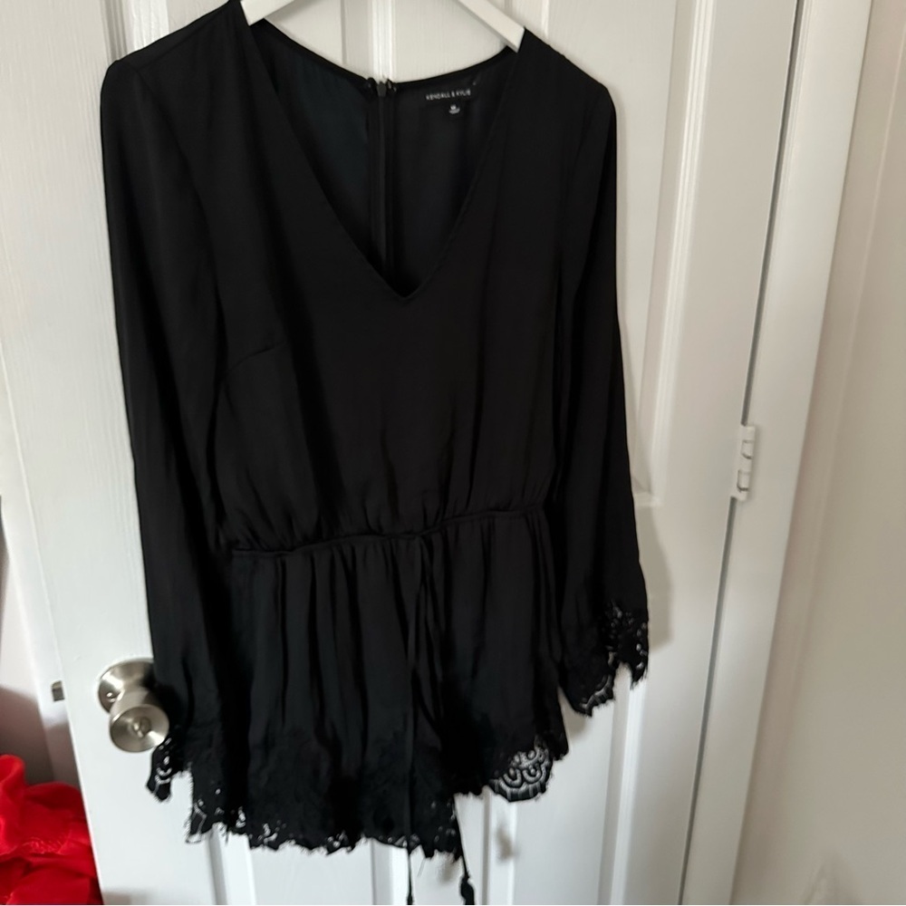Black Lace Trim Romper